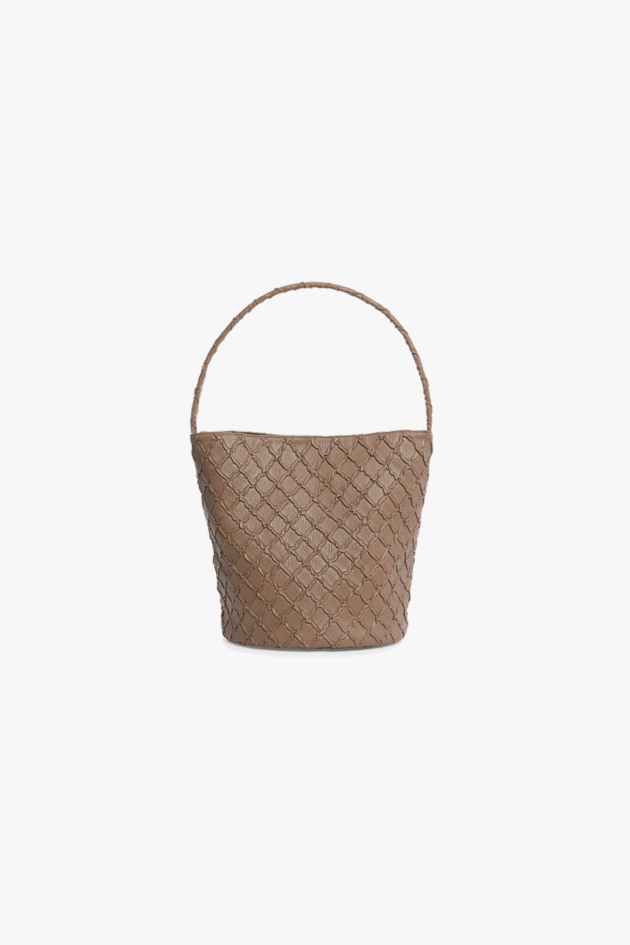 Orien leather Handle Bucket - TAUPE MOCHA Large