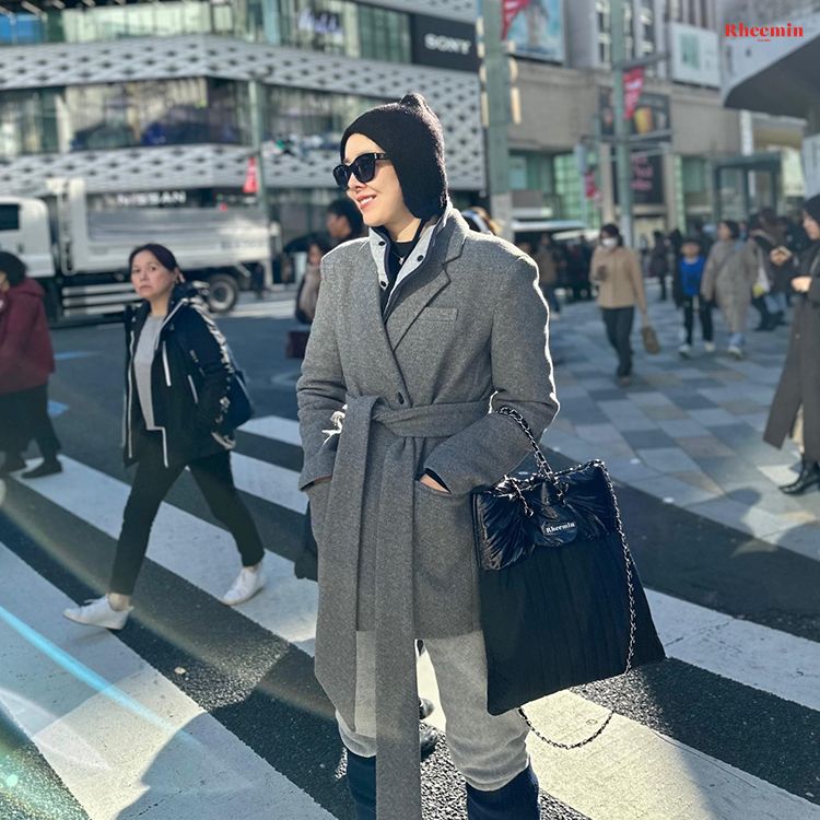 DOUBLE MUFFLE BELTED JAKET COAT - GRAY