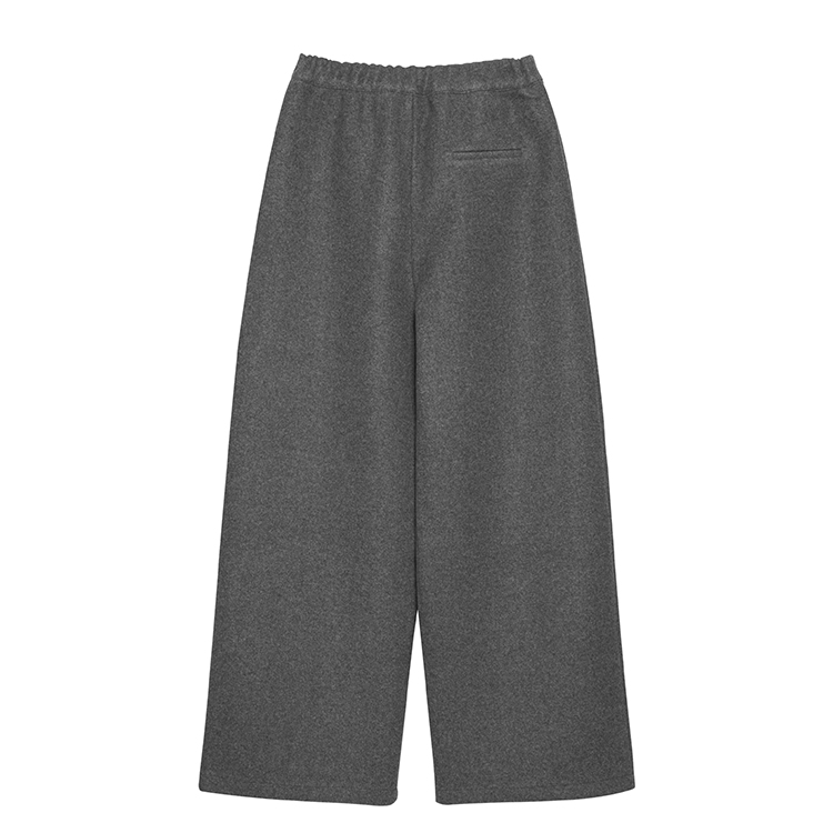 BANDING WIDE TUCK PANTS - GRAY