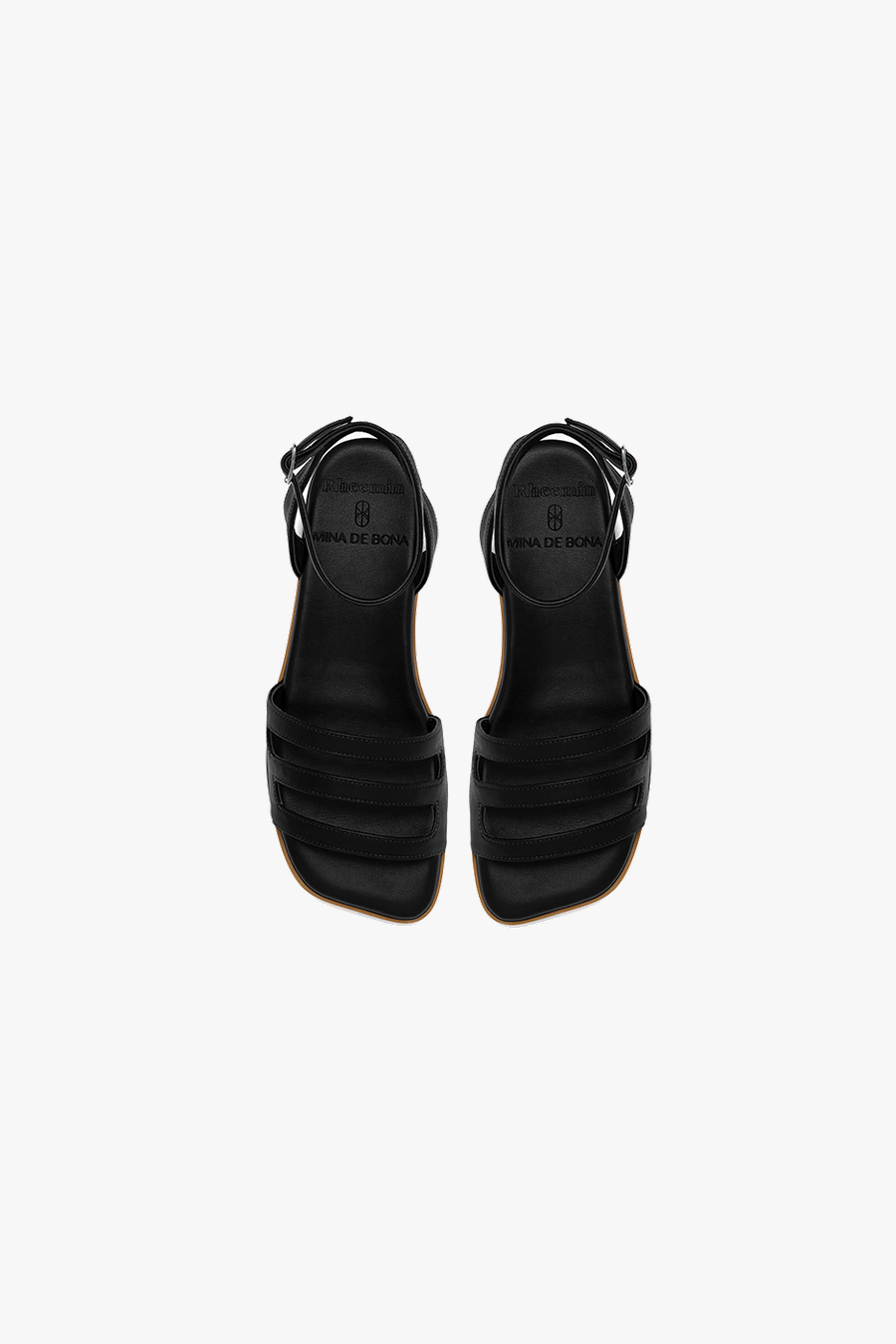 MINA DE BONA ← collaboration / #3 - THREE STRAP SANDLE - BLACK