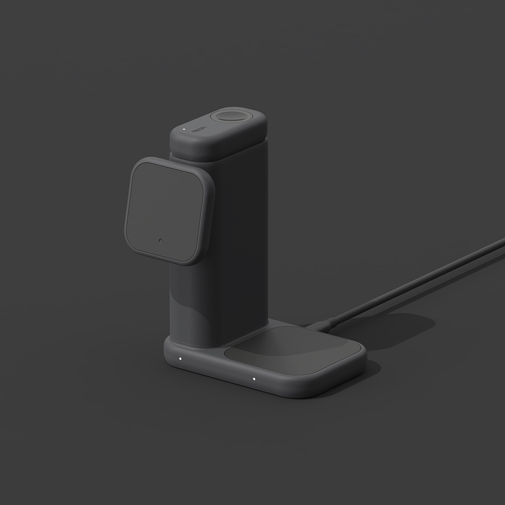 맥큐 3in1 맥세이프 고속 무선 충전기 QM4100 국내생산  - 솔리드그레이