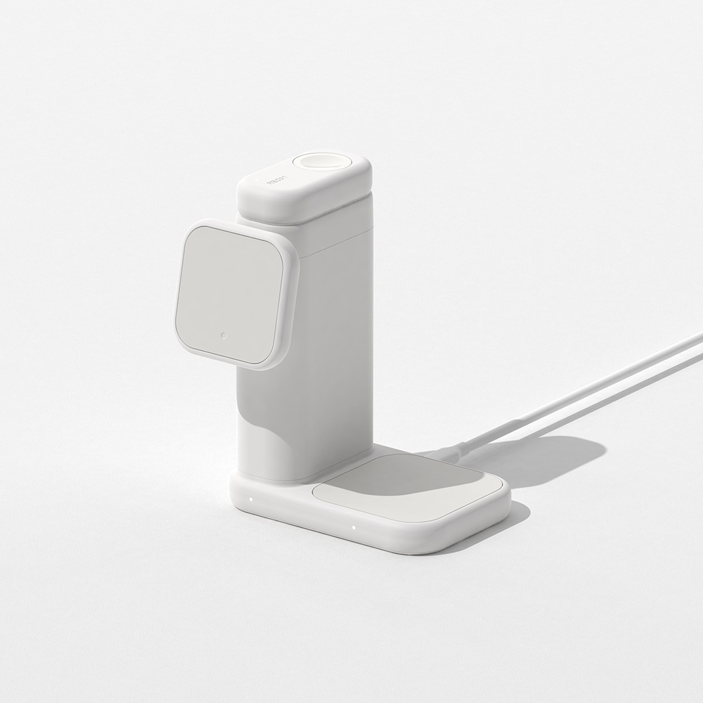 맥큐 3in1 맥세이프 고속 무선 충전기 QM4100 국내생산  - 소프트화이트