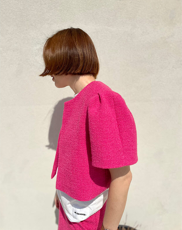 PUFF CROP TWEED JAKET - only PINK