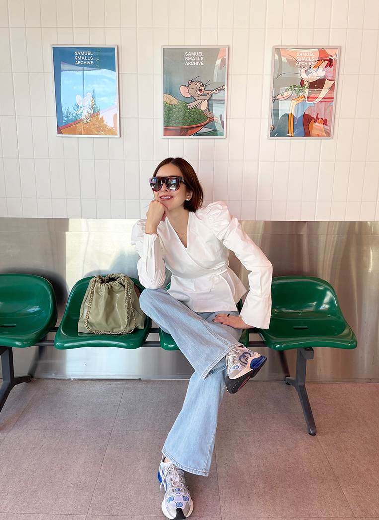 Puff Wrab blouse - WHITE, BLACK