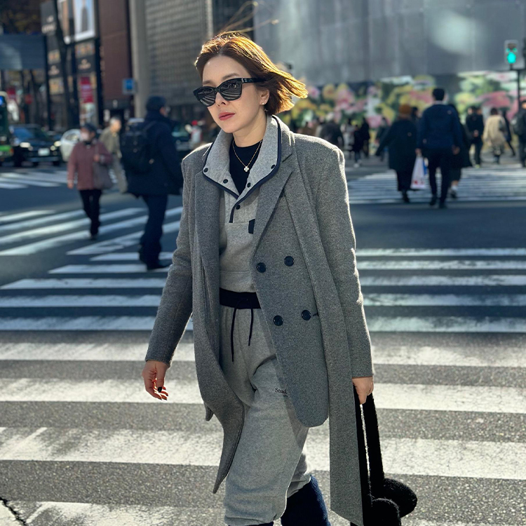 DOUBLE MUFFLE BELTED JAKET COAT - GRAY