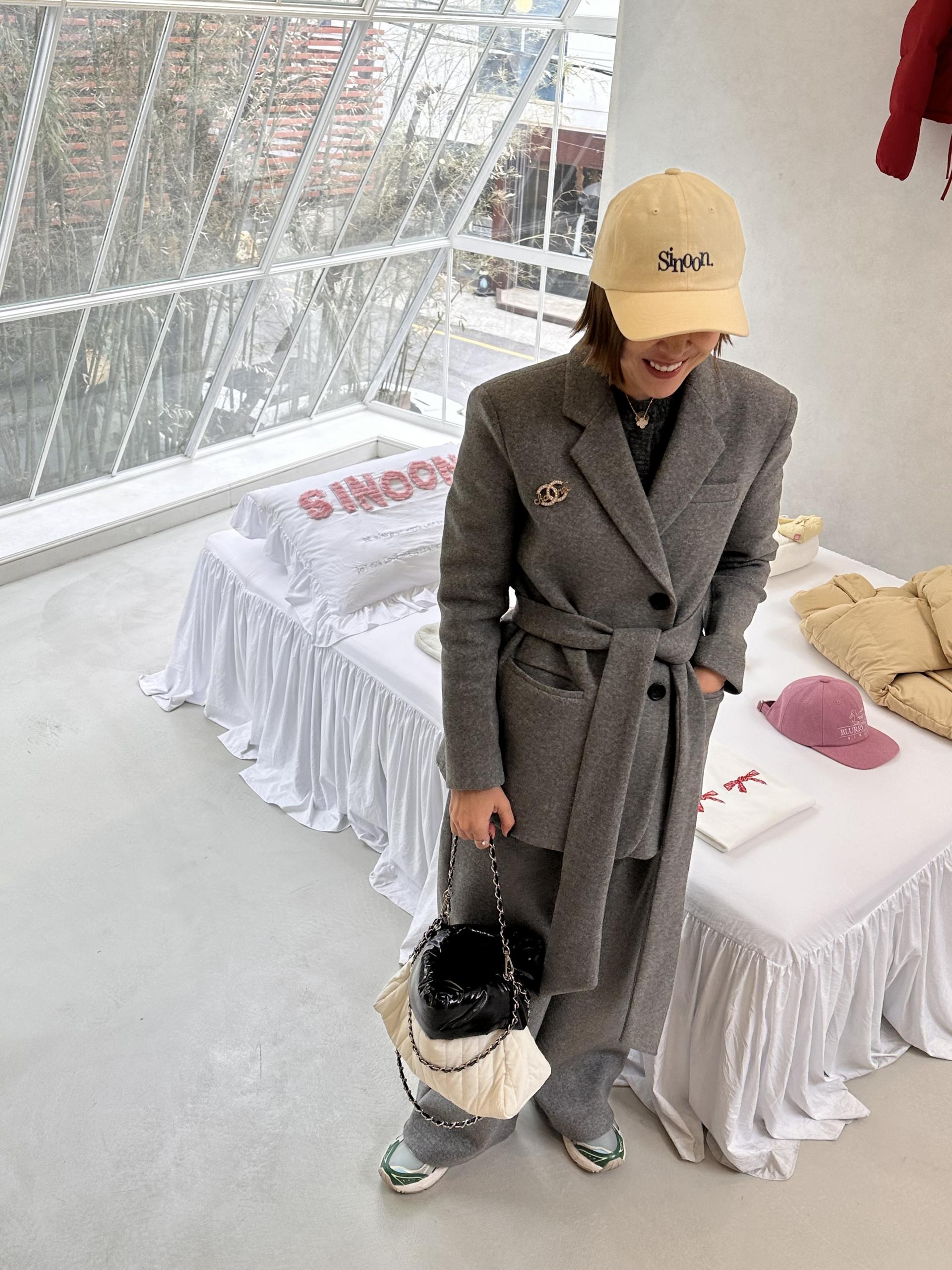 DOUBLE MUFFLE BELTED JAKET COAT - GRAY