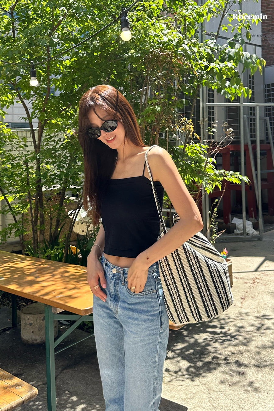 [3nd- PRE-ORDER] RHEEMIN x 김성은 - ORIEN RATTAN STRIPE - BLACK+SAND Stripe (LARGE) - 05/18 예약배송